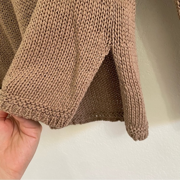 J.JILL XL Mocha Open Knit V Neck Long Sleeve Sweater 100% Cotton - Picture 5 of 7